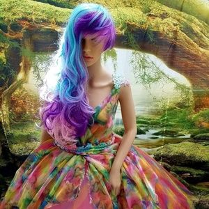 SAMPLE GOWN "IRISA" Rainbow Chiffon Tulle Lace Wedding Ballgown